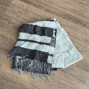 Eileen Fisher Striped Gray and Black Scarf